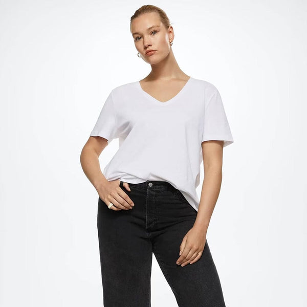 Women's Woliton Short Sleeve V-Neck Minor Fault Tee Shirt