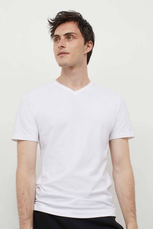 Men's Short Sleeve V-Neck Minor Fault Tee Shirt