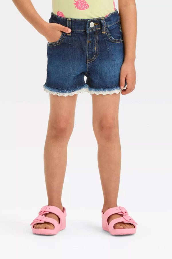 C&J Girl's Lace Bottom Minor Fault Denim Shorts