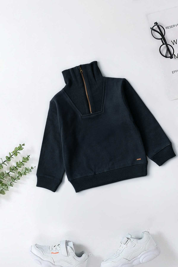 ZY Kid's Terry Quarter Zipper Sweatshirt
