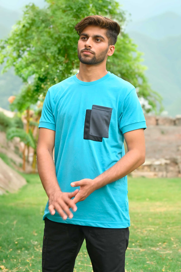 Polo Republica Men's Contrast Pocket Crew Neck Minor Fault Tee Shirt