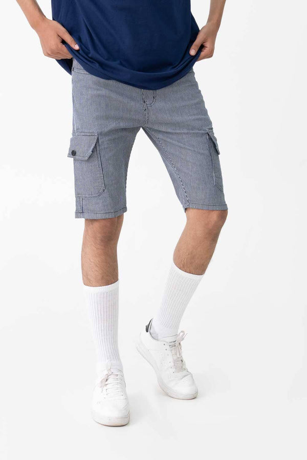 JL Men's Thin Striped Cargo Shorts