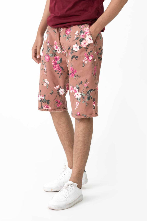 Men's Floral Printed Cotton Shorts