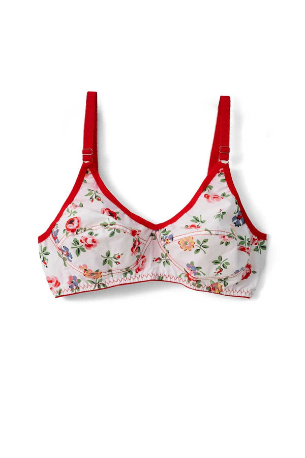 Women's Floral Contrast Cotton Bra
