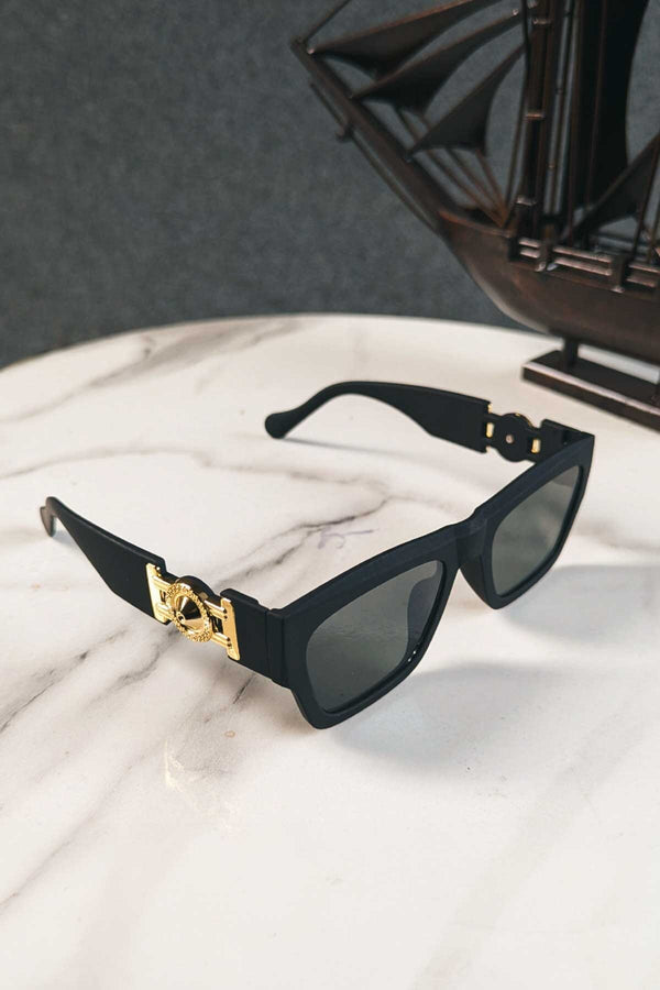 Unisex Gold Medallion Square Sunglasses