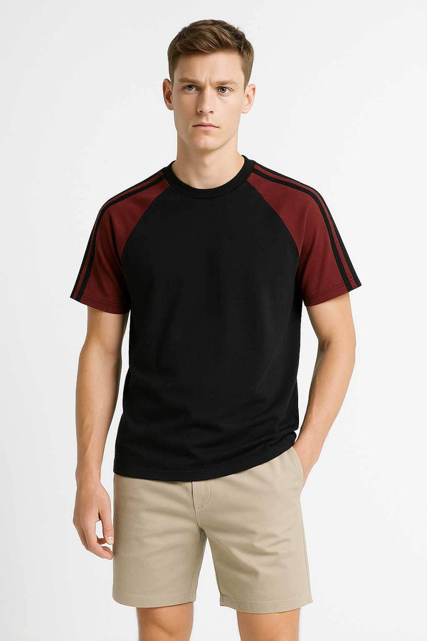 Men's Contrast Raglan Sleeve Tee Shirt