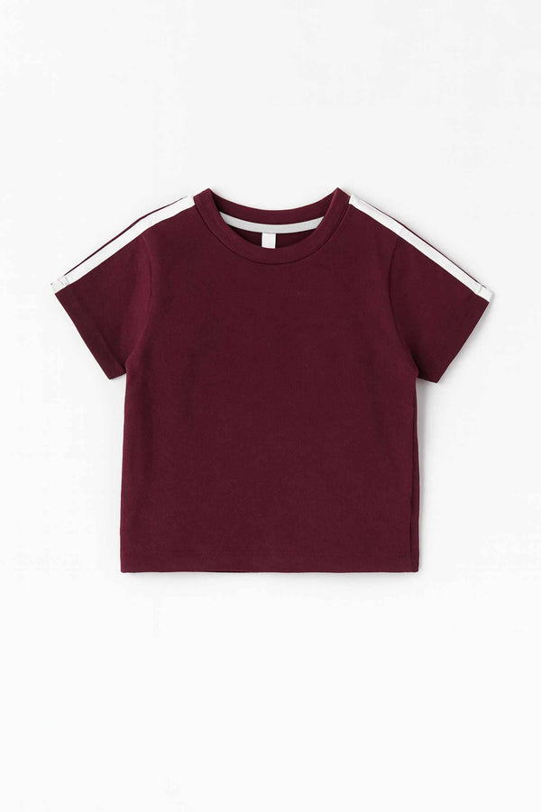 Boy's Shoulder Striped Minor Fault Tee Shirt