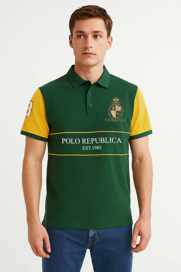 Polo Republica Men's Contrast Sleeve Polo Shirt