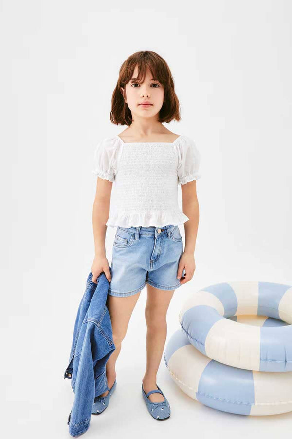 Unit Girl's Folded Bottom Denim Shorts