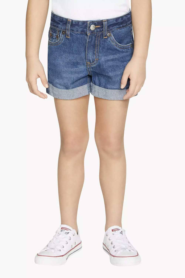 Cut Label Girl's Folded Bottom Minor Fault Denim Shorts