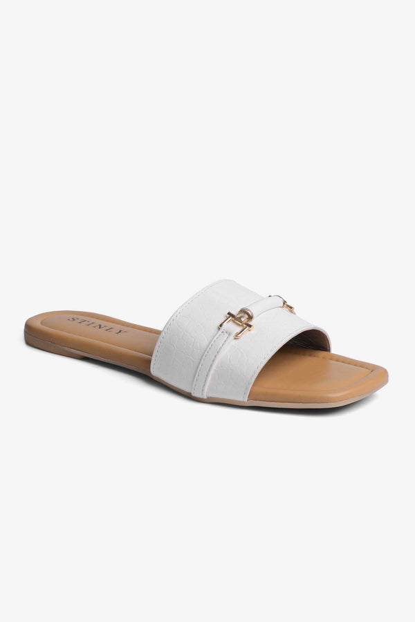 Stinly Women’s Crocodile Textured Flat Chappal