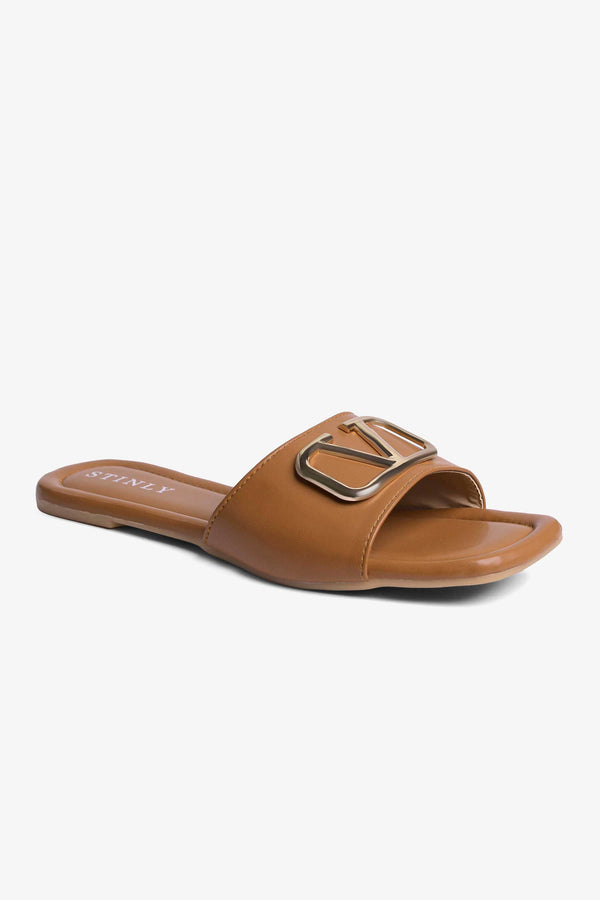 Stinly Women’s Metallic Emblem Flat Chappal