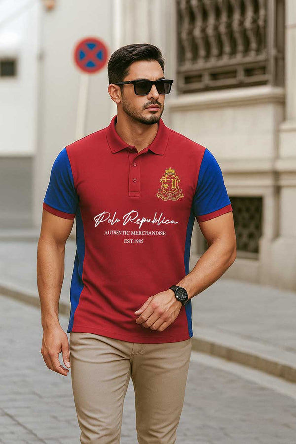 Polo Republica Men's Contrast Panel Polo Shirt