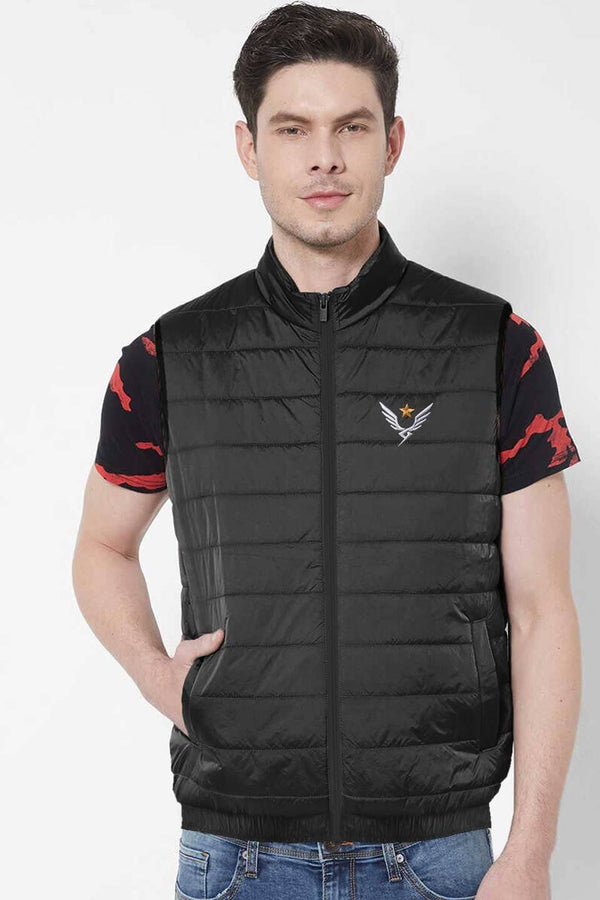The Burnt Soul Men's French Wings Embroidered Minor Fault Sleeveless Puffer Gilet
